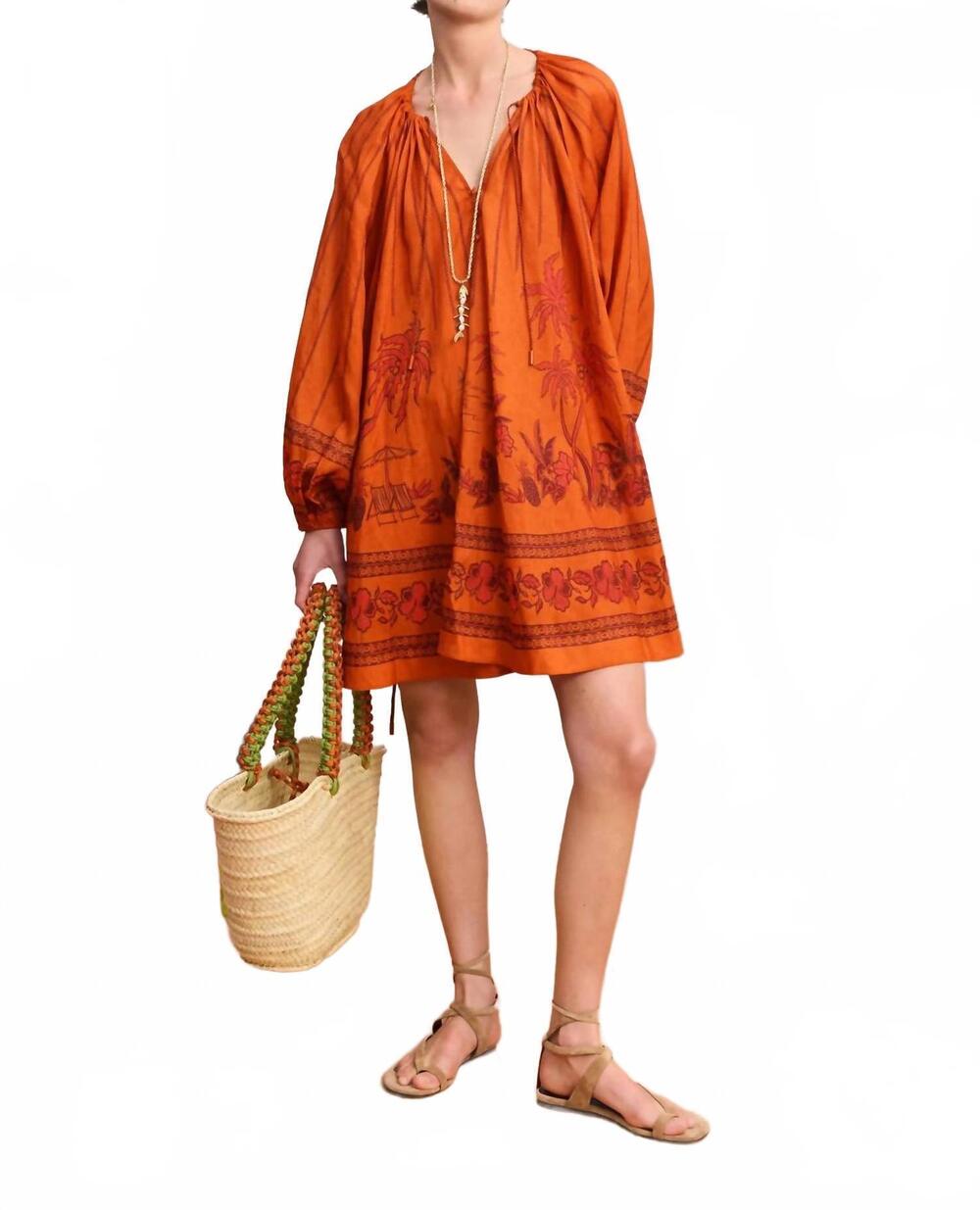 NEW ALEMAIS boathouse mini dress in orange